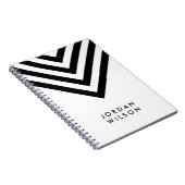 Modern minimalistisch wit met zwarte Chevron Notitieboek (Rechterzijde)