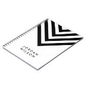 Modern minimalistisch wit met zwarte Chevron Notitieboek (Linkerzijde)