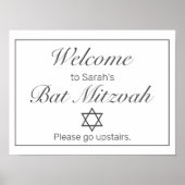Modern minimalistisch wit Mitzvah Welkomstteken Poster (Voorkant)