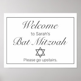 Modern minimalistisch wit Mitzvah Welkomstteken Poster