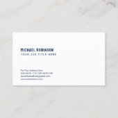 Modern minimalistisch wit op donkerblauw | Sans Se Visitekaartje (Achterkant)