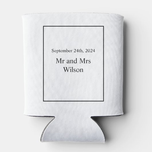 Modern minimalistisch wit op zwart blikjeskoeler (Achterkant)