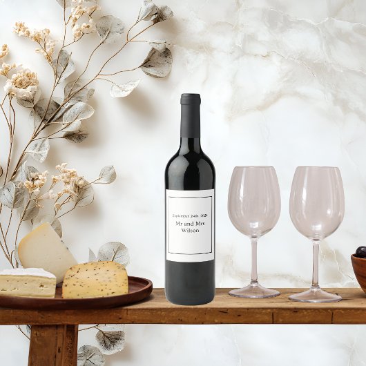 Modern minimalistisch wit op zwarte wijnetiketten wijn etiket