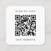 Modern Minimalistisch Wit QR-code Aangepast Logo Vierkante Visitekaartje (Achterkant)