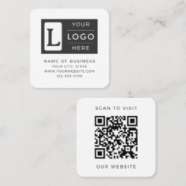 Modern Minimalistisch Wit QR-code Aangepast Logo Vierkante Visitekaartje