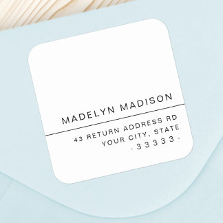 Modern minimalistisch wit retouradres vierkante sticker