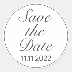 Modern Minimalistisch Wit Save the Date Bruiloft Ronde Sticker