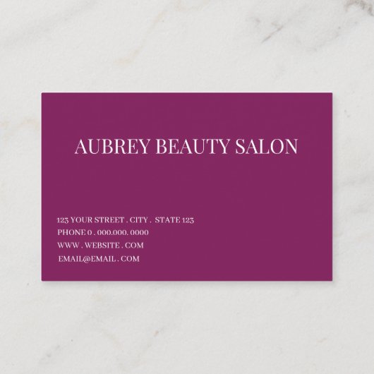Modern minimalistisch wit script Paarse Visitekaartje (Achterkant)