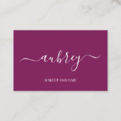 Modern minimalistisch wit script Paarse Visitekaartje (Voorkant)