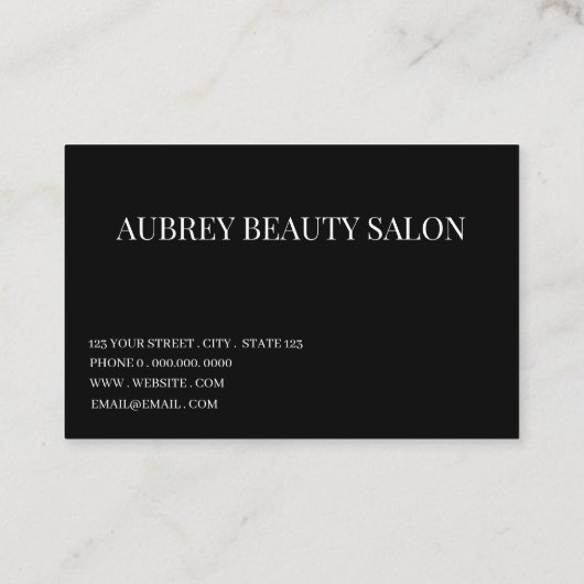 Modern minimalistisch wit script Zwart Visitekaartje (Achterkant)