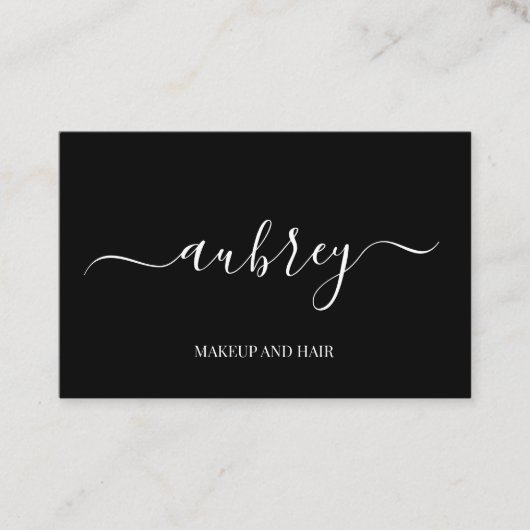 Modern minimalistisch wit script Zwart Visitekaartje (Voorkant)