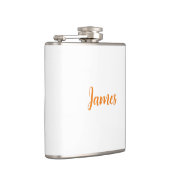 Modern minimalistisch wit Sinaasappel Voeg Jouw na Heupfles (Rechts)