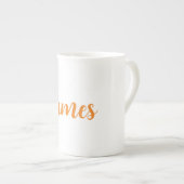 Modern minimalistisch wit Sinaasappel Voeg Jouw na Porselein Kop (Voorkant rechts)