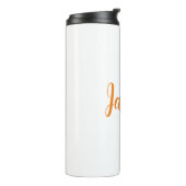 Modern minimalistisch wit Sinaasappel Voeg Jouw na Thermosbeker (Gedraaid links)