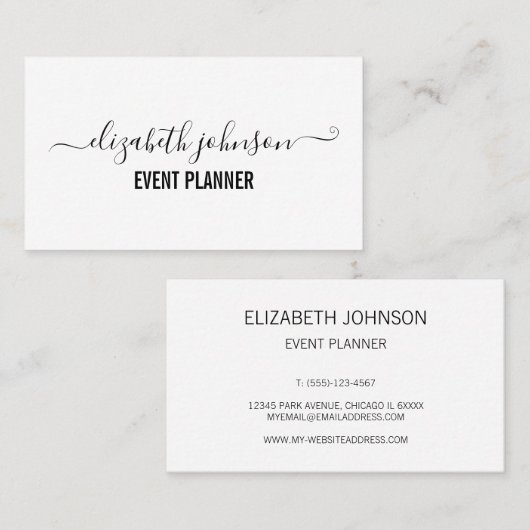 Modern minimalistisch wit visitekaartje (Voorkant / Achterkant)