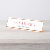 Modern minimalistisch wit vlak bureau naambordje (Voorkant)