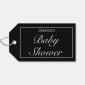 Modern minimalistisch wit zwart Baby shower Cadeaulabel (Achterkant Horizontaal)