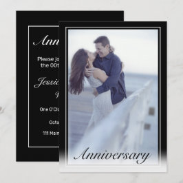 Modern minimalistisch wit zwart foto Jubileum Kaart