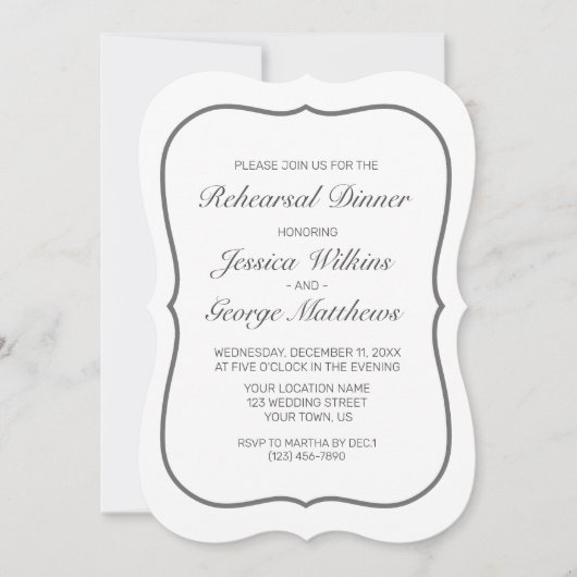 Modern minimalistisch wit zwart repetitie diner kaart (Voorkant)