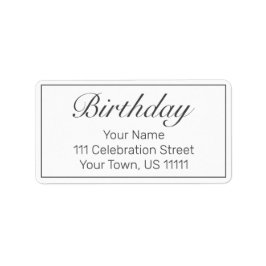 Modern minimalistisch wit zwart verjaardagsadres etiket