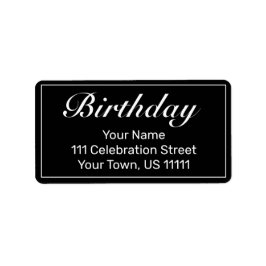Modern minimalistisch wit zwart verjaardagsadres etiket