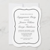 Modern minimalistisch wit zwart verlovingsfeest kaart (Voorkant)