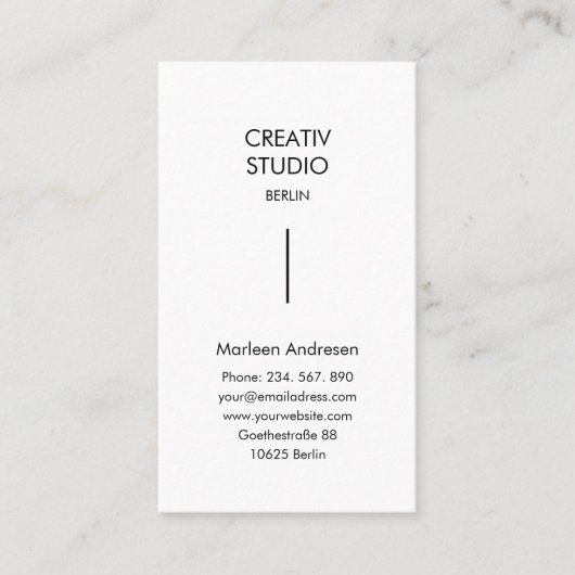 Modern Minimalistisch Wit Zwart Visitekaartje (Voorkant)