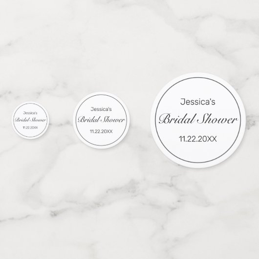 Modern minimalistisch wit zwart Vrijgezellenfeest Confetti (Voorkanten)