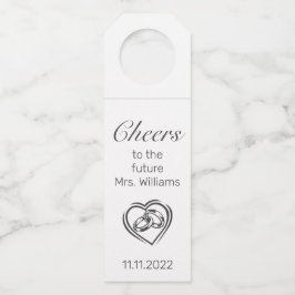 Modern minimalistisch wit zwart Vrijgezellenfeest Flessenhanger