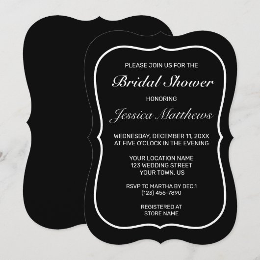 Modern minimalistisch wit zwart Vrijgezellenfeest Kaart (Voorkant / Achterkant)