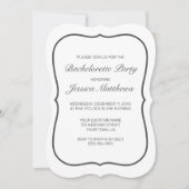 Modern minimalistisch wit zwart vrijgezellenfeest kaart (Voorkant)