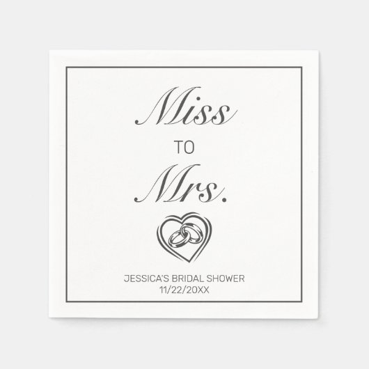 Modern Minimalistisch Wit Zwart Vrijgezellenfeest Servet (Voorkant)