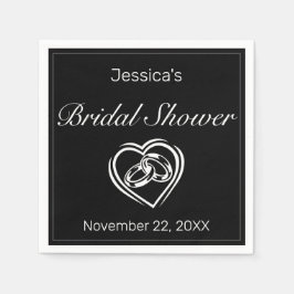 Modern minimalistisch wit zwart Vrijgezellenfeest Servet