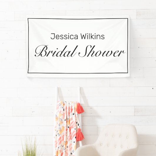 Modern minimalistisch wit zwart Vrijgezellenfeest Spandoek (Insitu)