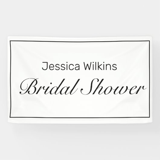 Modern minimalistisch wit zwart Vrijgezellenfeest Spandoek (Horizontaal)