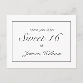 Modern Minimalistisch Wit Zwart Zoet 16 Aankondigingskaart