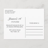 Modern Minimalistisch Wit Zwart Zoet 16 Aankondigingskaart (Achterkant)