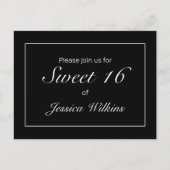 Modern Minimalistisch Wit Zwart Zoet 16 Aankondigingskaart (Voorkant)