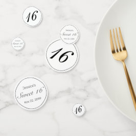 Modern Minimalistisch Wit Zwart Zoet 16 Confetti