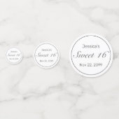 Modern Minimalistisch Wit Zwart Zoet 16 Confetti (Achterkanten)