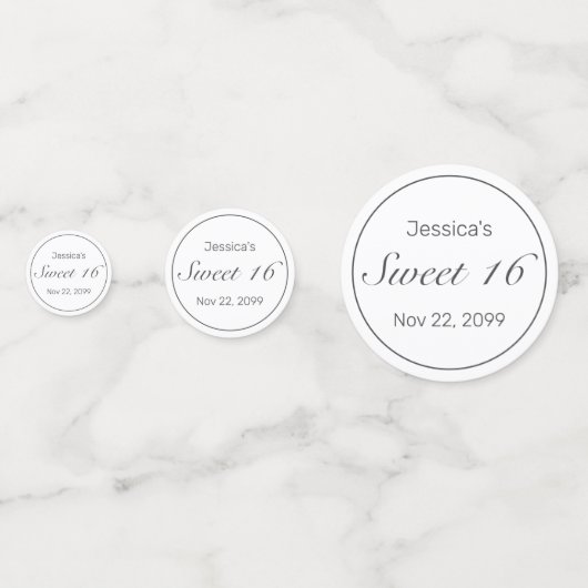 Modern Minimalistisch Wit Zwart Zoet 16 Confetti (Achterkanten)