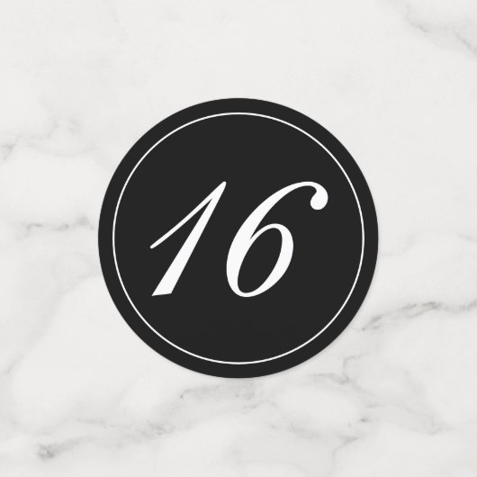 Modern Minimalistisch Wit Zwart Zoet 16 Confetti (Kleine voorkant)