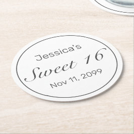 Modern Minimalistisch Wit Zwart Zoet 16 Ronde Kartonnen Onderzetter