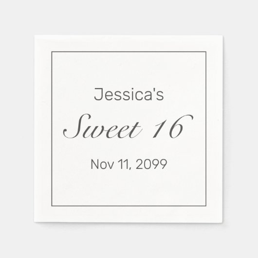 Modern Minimalistisch Wit Zwart Zoet 16 Servet (Voorkant)