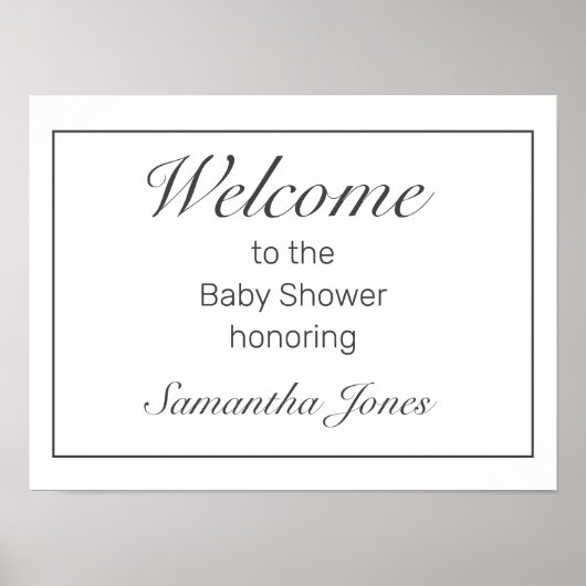 Modern minimalistisch witboek Baby shower — Welkom Poster (Voorkant)