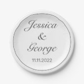 Modern minimalistisch withuwelijk papieren bordje (Voorkant)