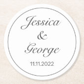 Modern minimalistisch withuwelijk ronde kartonnen onderzetter (Voorkant)