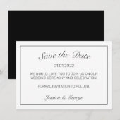 Modern minimalistisch withuwelijk save the date (Voorkant / Achterkant)