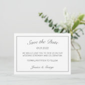 Modern minimalistisch withuwelijk save the date (Staand voorkant)