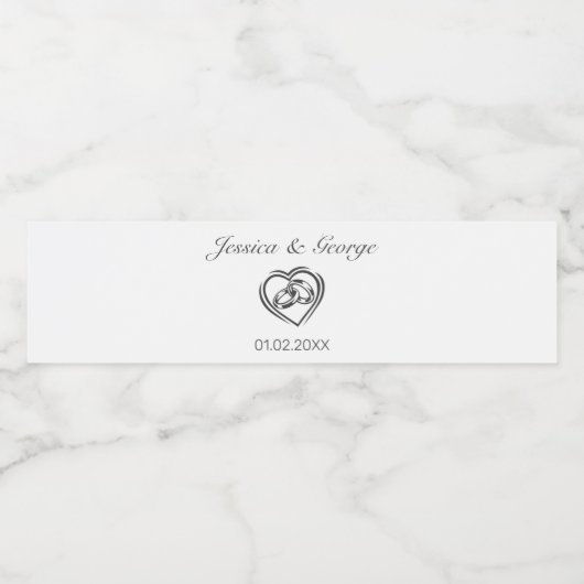 Modern minimalistisch withuwelijk waterfles etiket (Enkel label)